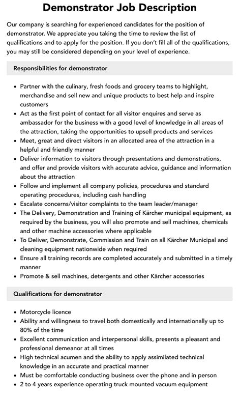 demonstrator josb|product demonstrator opportunities.